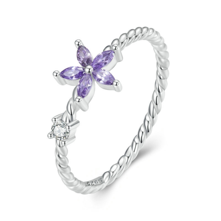 BSR326 Sterling Silver S925 Geometric Zirconia Purple Flower White Gold Plated Ring(No.8)
BSR326 Sterling Silver S925 Geometric Zirconia Purple Flower White Gold Plated Ring(No.8)