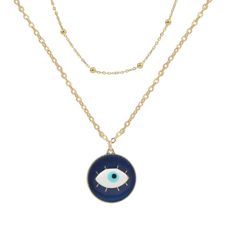 Angel Eyes Pendant Layered Necklace, Model: N2106-8 Blue Bottom Blue Eye Double-Layer Chain
Angel Eyes Pendant Layered Necklace, Model: N2106-8 Blue Bottom Blue Eye Double-Layer Chain