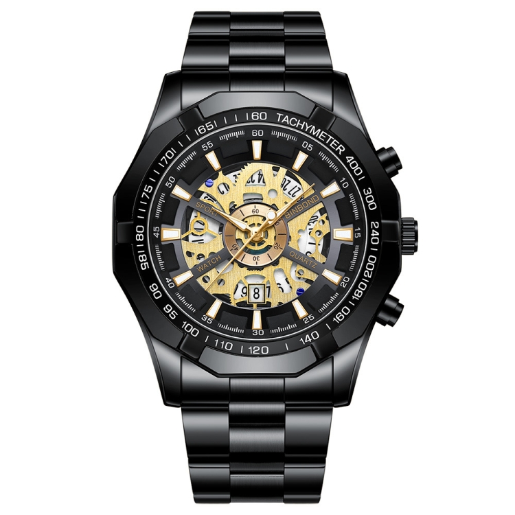 BINBOND S033 Hollowed Mechanical 30m Waterproof Luminous Quartz Watch, Color: Black Steel-Black-Gold
BINBOND S033 Hollowed Mechanical 30m Waterproof Luminous Quartz Watch, Color: Black Steel-Black-Gold