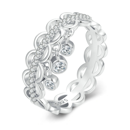 BSR367 Sterling Silver S925 Lace Tassel Platinum Plated Zircon Hollow Ring(No.6)
BSR367 Sterling Silver S925 Lace Tassel Platinum Plated Zircon Hollow Ring(No.6)
