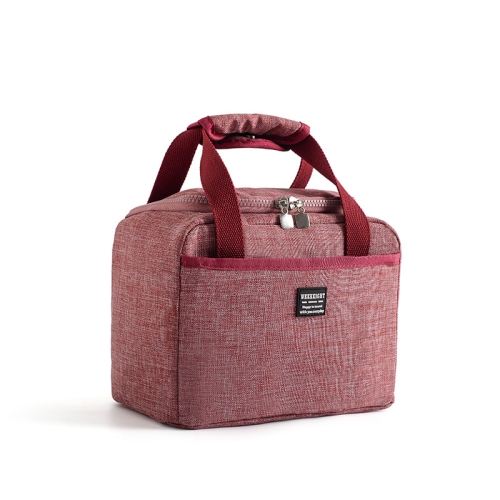 

Portable Lunch Bag Thermal Insulated Lunch Box Tote Cooler Handbag 24 x 17 x 14cm(Wine Red)