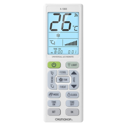 

CHUNGHOP K-1302E Night Light Large Screen Battery Universal Air Conditioner Remote Control
