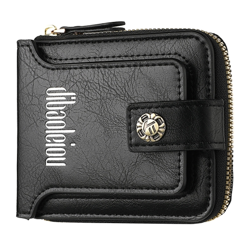 

DEABOLAR Men Wallet Horizontal Zipper Retro Coin Purse Card Holder(Black)