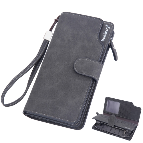 

Baellerry Matte Leather Multi-card Slot Men Clutch Bag Zip Buckle Vintage Wallet(Black)