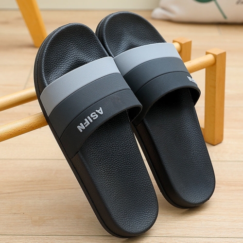 

Men and Women Slippers Summer Non-slip Couples Go Out Home One Word Slippers, Size: 44-45(Three Rods-Black)