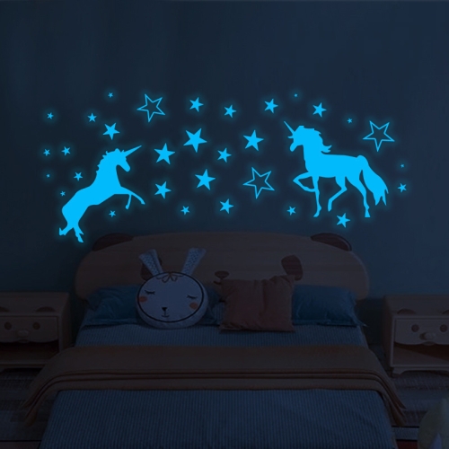 

Luminous Self-Adhesive Stickers Bedroom Dormitory Decoration Fluorescent Decals, Style: Double Unicorn+Stars