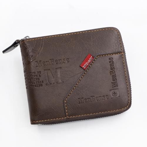 

MenBense Men Short Zipper Wallet Coin Purse Large Capacity Multi-Card Money Clip(Dark Coffee)