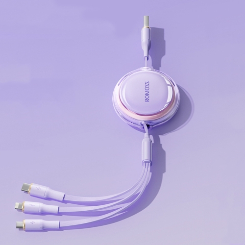 

ROMOSS CB258S 3.5A 3-In-1 Telescopic Data Charging Cable USB-A To Type-C & 8 Pin & Micro Wire(Purple)