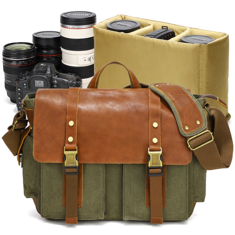 Outdoor Waterproof Camera Bag Leather Waxed Canvas Crossbody Photography Bag(Army Green)
Outdoor Waterproof Camera Bag Leather Waxed Canvas Crossbody Photography Bag(Army Green)