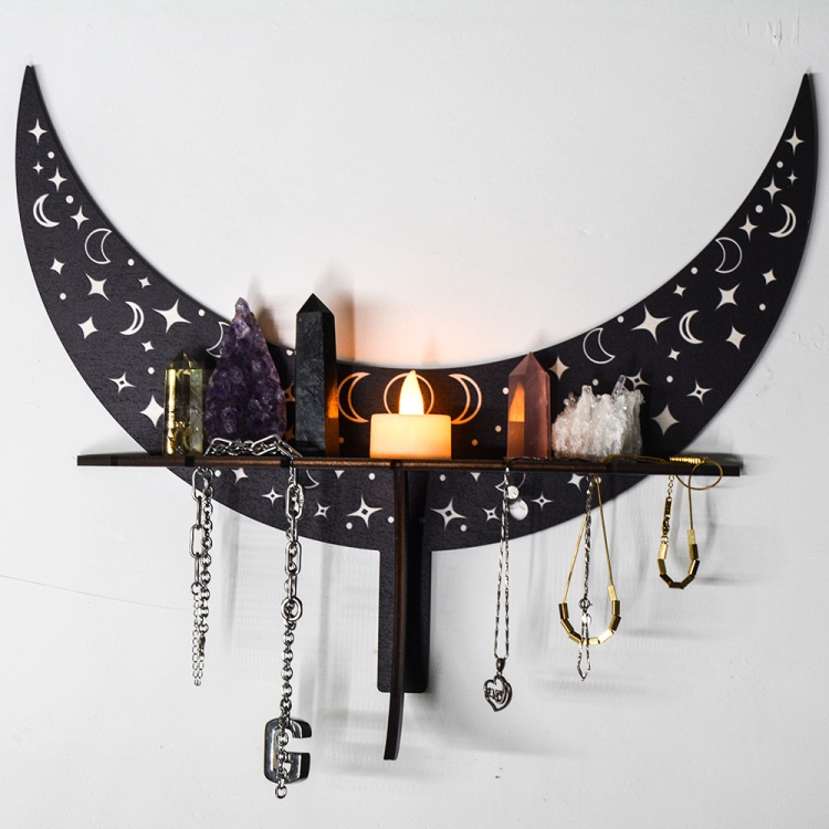 Crescent-shaped Wooden Storage Rack Wall Hanger Candlestick Rack Home Decoration(Black)
Crescent-shaped Wooden Storage Rack Wall Hanger Candlestick Rack Home Decoration(Black)