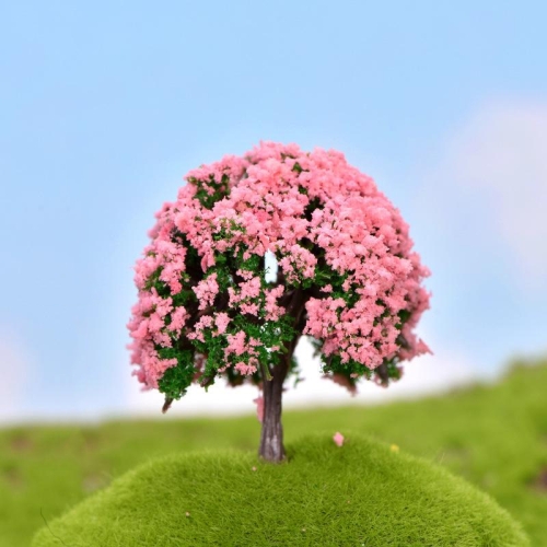 

5pcs Micro Landscape Ornaments Simulated Christmas Trees Succulent Accessories Materials, Style: Pink Flowers Green Background