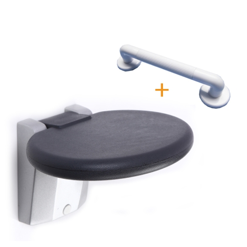 

Bathroom Wall-mounted Folding Stool Porch Changing Shoes Seats Round With Armrest
