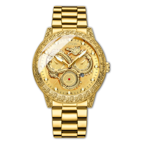BINBOND B3030 Embossed Dragon Luminous Waterproof Quartz Watch, Color: Full-gold Gold
BINBOND B3030 Embossed Dragon Luminous Waterproof Quartz Watch, Color: Full-gold Gold