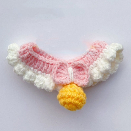 

35cm For 5-7.5kg Handmade Crochet Cat Collar Cute Lightweight Soft Small Pet Collar For Photo(Pink)
