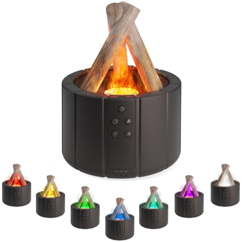 

Bonfire Shaped Remote Control Aroma Diffuser Desktop Flame Humidifier, Color: Colorful Black