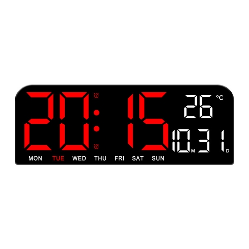 

LED Screen Digital Display Desktop Alarm Clock Multifunctional Decoration Wall Clock(Red)