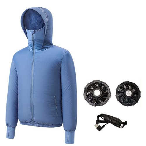 

Men Summer Cooling Air-Conditioning Clothes Jacket Include 2 5V Portable Fans, Size: S(Blue)