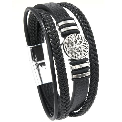 Men Braided Leather Bracelet with Life Tree Design, Magnetic Clasp Multi-Layer Wristband for Casual & Style(Black)
Men Braided Leather Bracelet with Life Tree Design, Magnetic Clasp Multi-Layer Wristband for Casual & Style(Black)