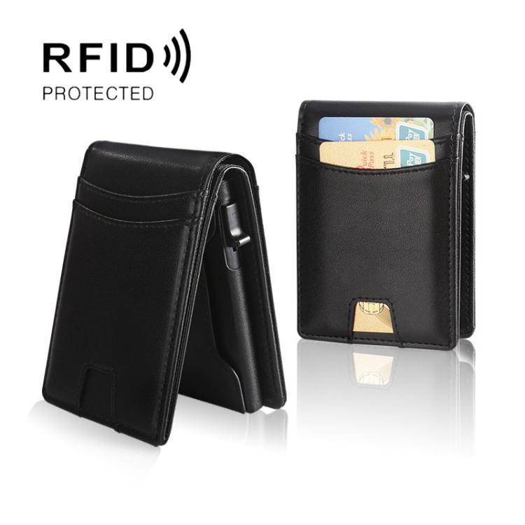 Auto Pop-Up Bifold Metal PU Card Holder RFID Blocking Wallet Slim Design For Credit Cards, ID(Black)
Auto Pop-Up Bifold Metal PU Card Holder RFID Blocking Wallet Slim Design For Credit Cards, ID(Black)
