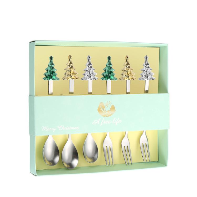 6-Piece Christmas Tree Utensil Set Stainless Steel Coffee Spoons, Dessert Forks with Gift Box(Silver Green Box)
6-Piece Christmas Tree Utensil Set Stainless Steel Coffee Spoons, Dessert Forks with Gift Box(Silver Green Box)