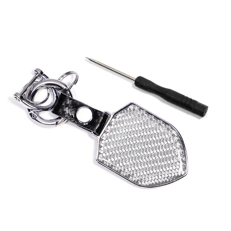 Carbon Fiber Pattern Car Keychain Metal Key Ring(White)