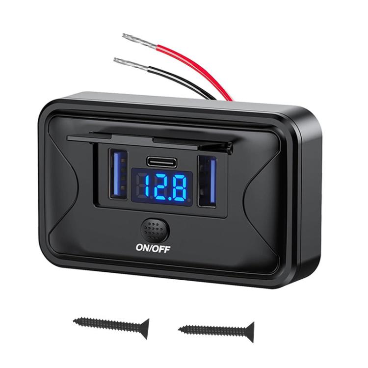One To Three Car Fast Charger With Built-in Voltage Display With Waterproof Cover(Blue Light)
One To Three Car Fast Charger With Built-in Voltage Display With Waterproof Cover(Blue Light)