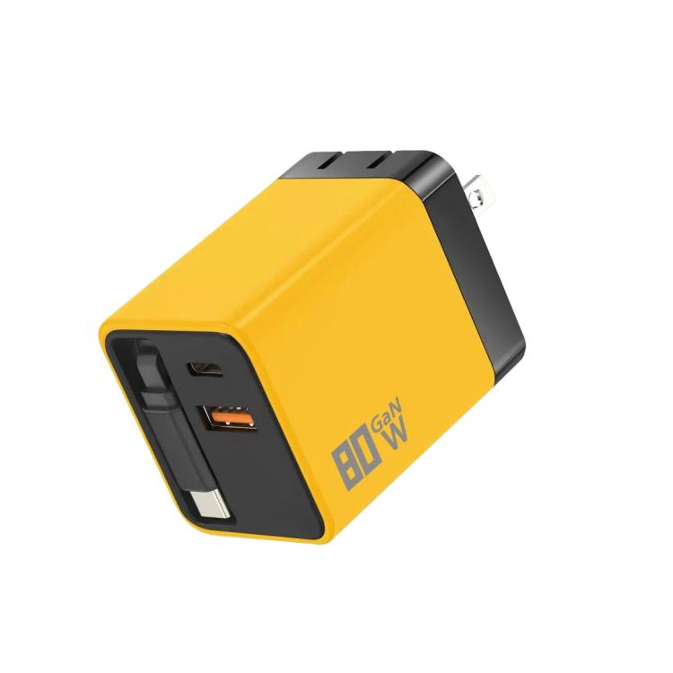80W GaN Wall Charger With Built-In Retractable USB-C Cable 3-Port Fast Charging Block US Plug(Orange)
80W GaN Wall Charger With Built-In Retractable USB-C Cable 3-Port Fast Charging Block US Plug(Orange)