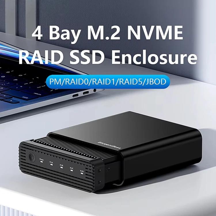 Blueendless USB4 NVMe M.2 SSD Enclosure, 40Gbps Quad Bay External Solid State Drive Case, Support Soft RAID 0/1/5, 32TB Capacity US Plug
Blueendless USB4 NVMe M.2 SSD Enclosure, 40Gbps Quad Bay External Solid State Drive Case, Support Soft RAID 0/1/5, 32TB Capacity US Plug