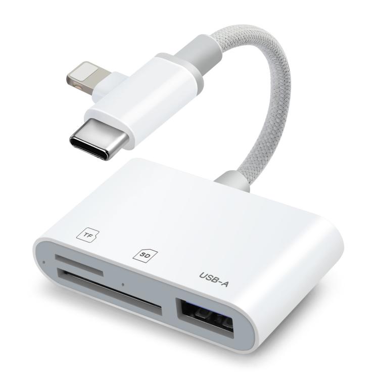 8 Pin+Type-C Mobile Card Reader PC / Tablet / Camera Adapter, Color: 3 In 1 White
8 Pin+Type-C Mobile Card Reader PC / Tablet / Camera Adapter, Color: 3 In 1 White