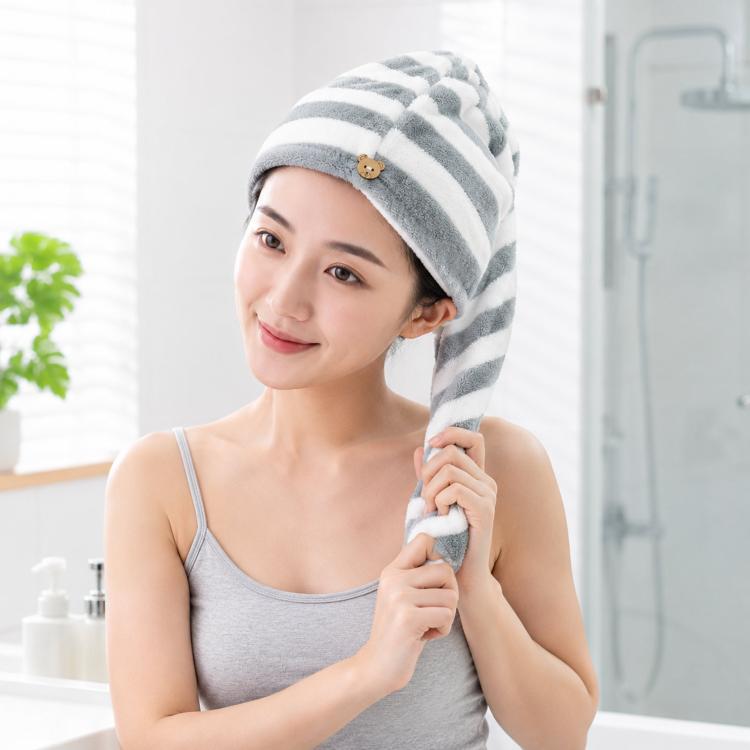 Microfiber Hair Towel Wrap for Wet Hair Striped Fast Drying Hair Turban with Cute Bear Button, Ultra Absorbent Anti-Frizz Shower Cap for Long & Curly Hair 25x65cm(Gray)
Microfiber Hair Towel Wrap for Wet Hair Striped Fast Drying Hair Turban with Cute Bear Button, Ultra Absorbent Anti-Frizz Shower Cap for Long & Curly Hair 25x65cm(Gray)