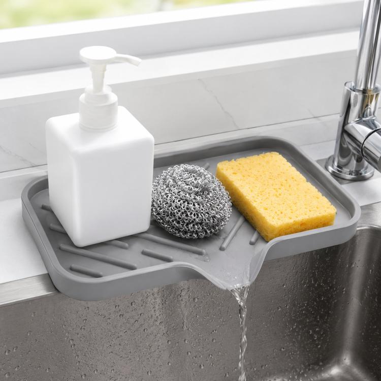 Large Silicone Sponge Holder for Kitchen Bathroom Sink 5-Degree Slanted Sink Tray with Drain Spout(Gray)
Large Silicone Sponge Holder for Kitchen Bathroom Sink 5-Degree Slanted Sink Tray with Drain Spout(Gray)