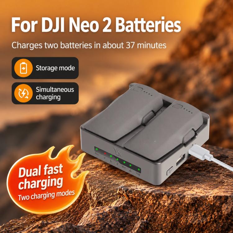 For DJI Neo 2 YX PD 45W Parallel Charger 2-Way Fast Charging Hub with Battery Storage Mode(Grey)
For DJI Neo 2 YX PD 45W Parallel Charger 2-Way Fast Charging Hub with Battery Storage Mode(Grey)