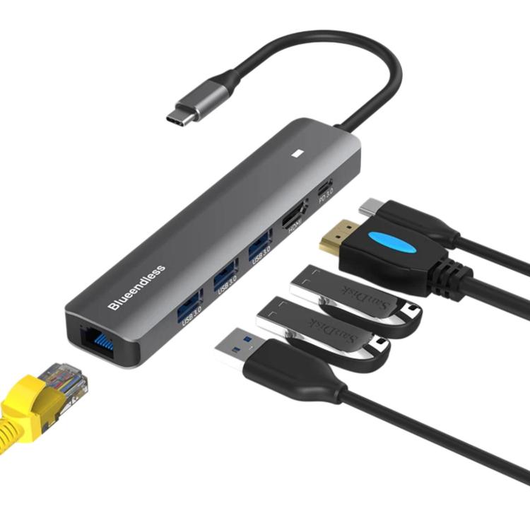 Blueendless Type-C Docking Station HDMI 4K High-Definition Gigabit Ethernet Converter(6 in 1)
Blueendless Type-C Docking Station HDMI 4K High-Definition Gigabit Ethernet Converter(6 in 1)