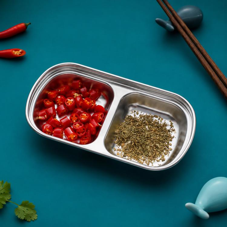 LsCook 304 Stainless Steel Sauce Cups Divided Dipping Bowls Stackable Condiment Dishes, Color: Silver 2-compartment
LsCook 304 Stainless Steel Sauce Cups Divided Dipping Bowls Stackable Condiment Dishes, Color: Silver 2-compartment