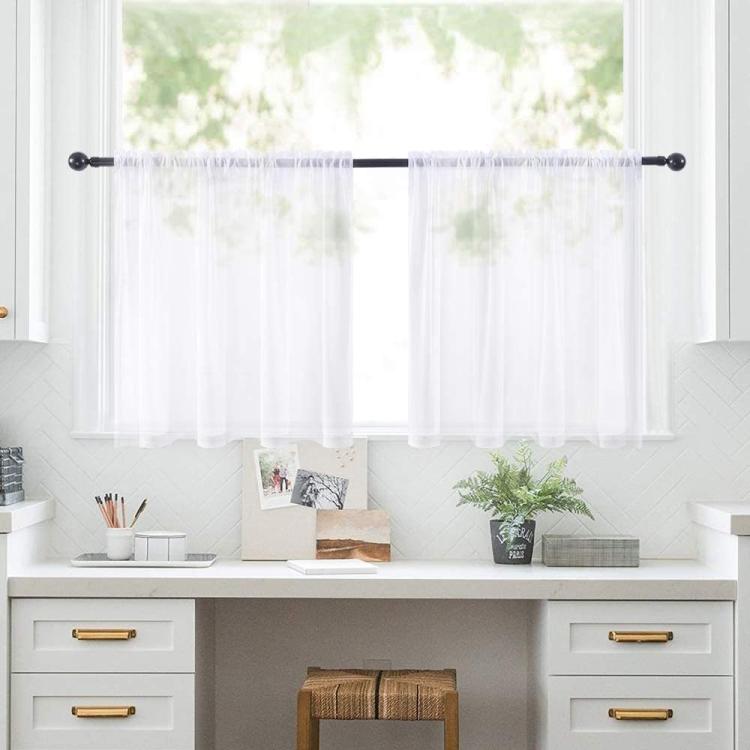 2-Piece Set Sheer Cafe Tier Curtains Rod Pocket Small Window Voile Curtains For Kitchen Bathroom, Size: 76x60cm(White)
2-Piece Set Sheer Cafe Tier Curtains Rod Pocket Small Window Voile Curtains For Kitchen Bathroom, Size: 76x60cm(White)