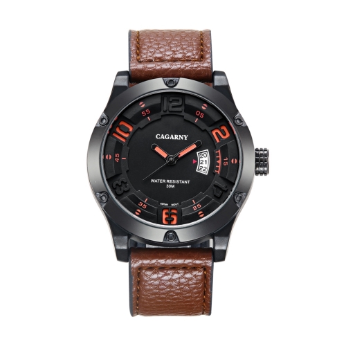 

CAGARNY 6858 Fashion Dual Quartz Movement Wrist Watch with Leather Band(Coffee)
