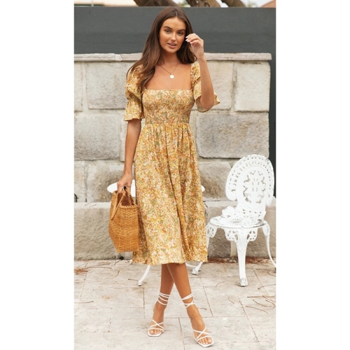 Spring and Summer Square Neck Short Sleeve Floral Ruffle Dress for Ladies (Color:Colors Size:L)
Spring and Summer Square Neck Short Sleeve Floral Ruffle Dress for Ladies (Color:Colors Size:L)