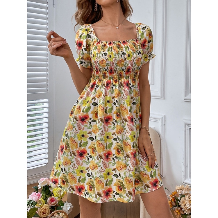 Square Neck Puff Sleeve Printed Short Sleeve Dress for Ladies (Color:Photo Color Size:S)
Square Neck Puff Sleeve Printed Short Sleeve Dress for Ladies (Color:Photo Color Size:S)