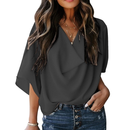 Solid Color Loose V-neck Bat Sleeve Short-sleeved T-shirt For Women (Color:Dark Gray Size:XL)
Solid Color Loose V-neck Bat Sleeve Short-sleeved T-shirt For Women (Color:Dark Gray Size:XL)