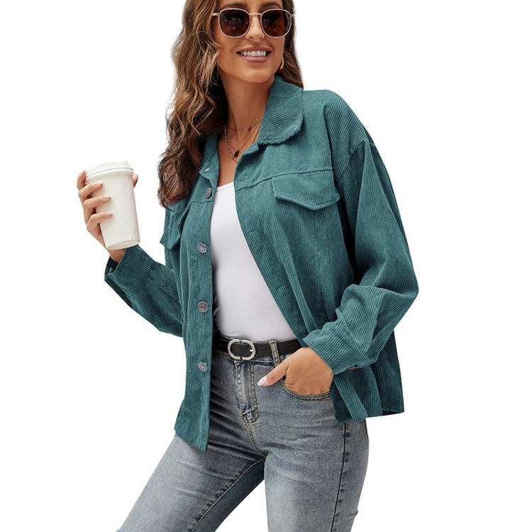 Lapel Long Sleeve Corduroy Jacket Shirt Loose Casual Cardigan Jacket for Ladies (Color:Green Size:XL)
Lapel Long Sleeve Corduroy Jacket Shirt Loose Casual Cardigan Jacket for Ladies (Color:Green Size:XL)
