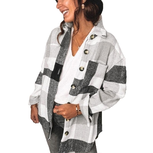 Lapel Long Sleeve Flannel Check Shirt Loose Casual Cardigan Jacket for Ladies (Color:Black And White Size:XXL)
Lapel Long Sleeve Flannel Check Shirt Loose Casual Cardigan Jacket for Ladies (Color:Black And White Size:XXL)