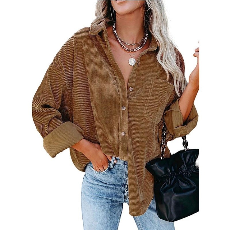 Solid Color Lapel Long Sleeve Corduroy Loose Casual Shirt With Pockets for Ladies (Color:Camel Size:XL)
Solid Color Lapel Long Sleeve Corduroy Loose Casual Shirt With Pockets for Ladies (Color:Camel Size:XL)