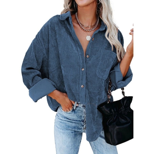Solid Color Lapel Long Sleeve Corduroy Loose Casual Shirt With Pockets for Ladies (Color:Blue Size:XXL)
Solid Color Lapel Long Sleeve Corduroy Loose Casual Shirt With Pockets for Ladies (Color:Blue Size:XXL)