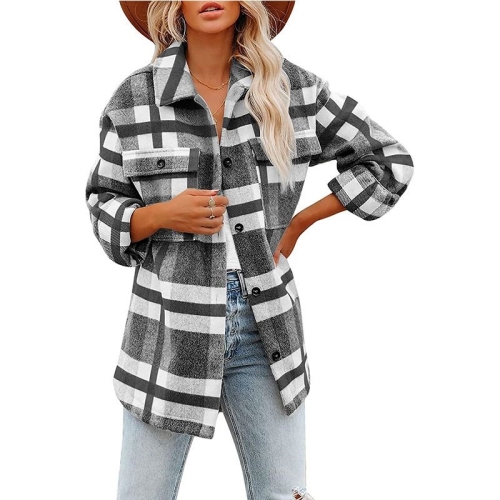 Lapel Long Sleeve Flannel Check Shirt Loose Casual Cardigan Jacket for Ladies (Color:Black And White Size:L)
Lapel Long Sleeve Flannel Check Shirt Loose Casual Cardigan Jacket for Ladies (Color:Black And White Size:L)