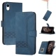 For Iphone Xr Cubic Skin Feel Flip Leather Phone Case Blue