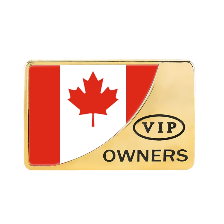 Universal Car Canada Flag Rectangle Shape VIP Metal Decorative Sticker (Gold)