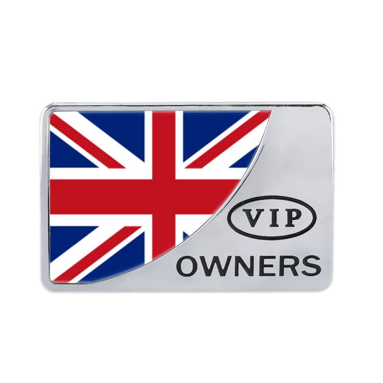 Universal Car UK Flag Rectangle Shape VIP Metal Decorative Sticker (Silver)