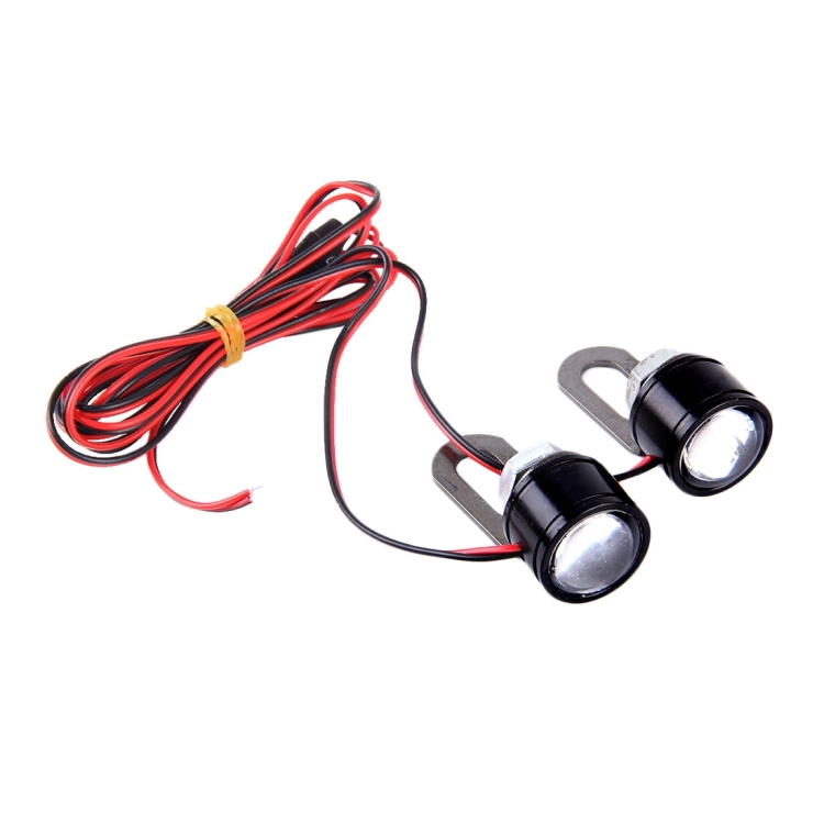 2 PCS 12V 3W Yellow Light Eagle Eyes LED Strobe Light For Motorcycle ，Wire Length: 90cm