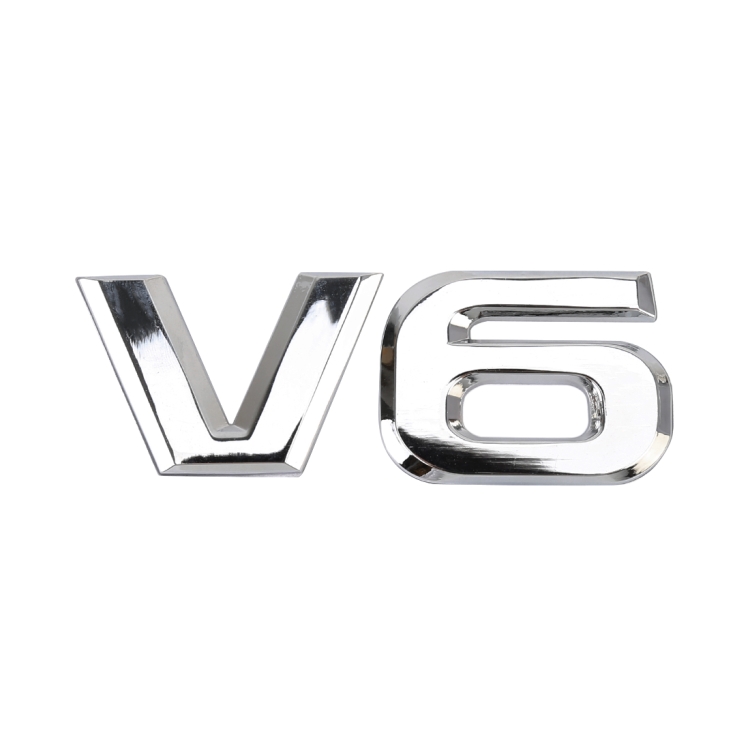 V6 Shape Car Metal Body Decorative Sticker(Silver)