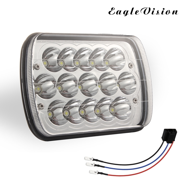 7 inch 5X7 H4 15W DC 9-30V 1500LM IP67 Car Truck Off-road Vehicle LED Work Lights / Headlight, with 15LEDs Lamps